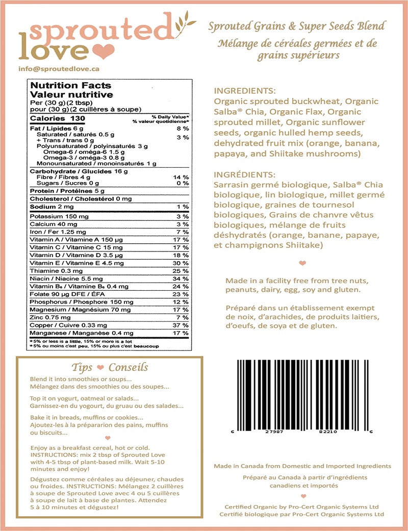 Organic Sprouted Grains & Super Seeds Blend