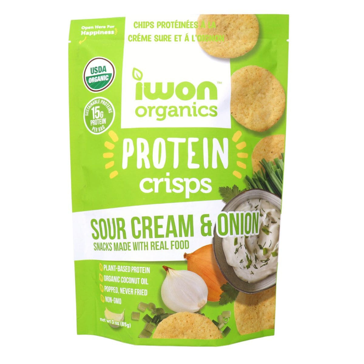 Iwon Organics Organic Sour Cream & Onion Protein Crisps