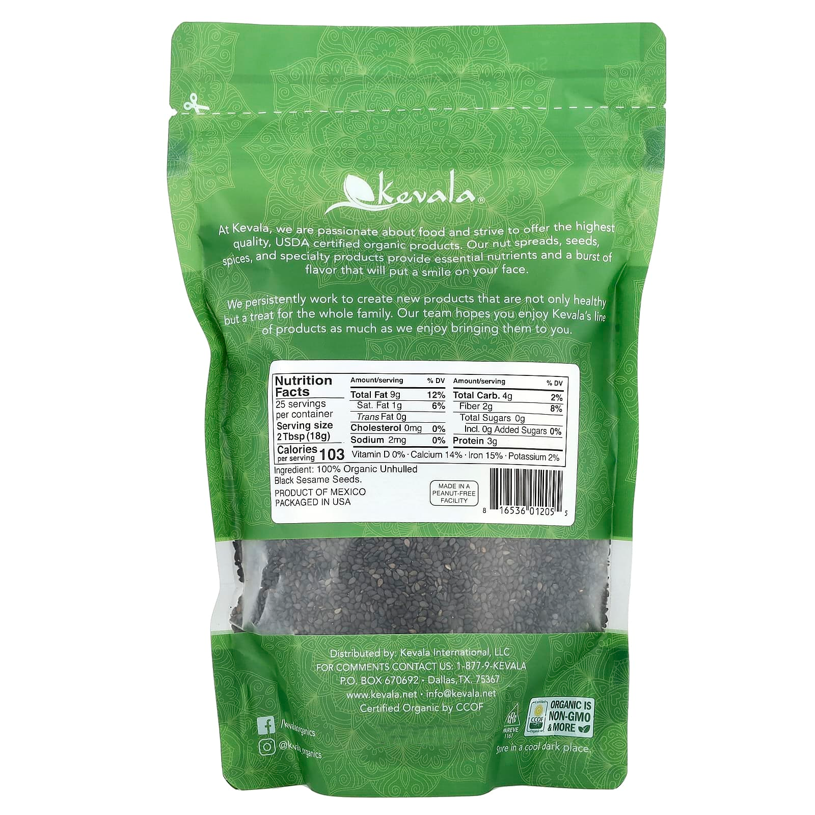 Kevala Organic Black Sesame Seeds