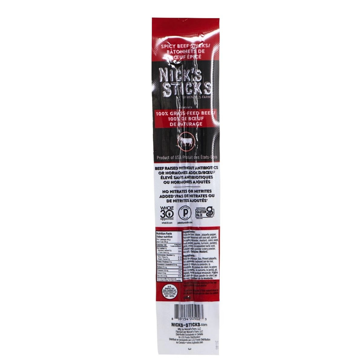 Nick's Sticks Gluten Free Spicy Beef Snack Sticks