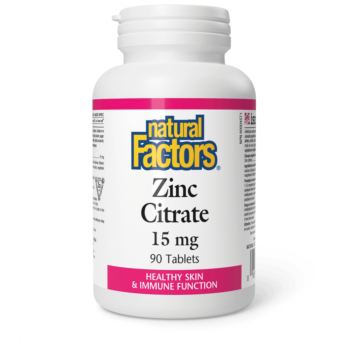 Natural Factors Zinc Citrate - 15mg