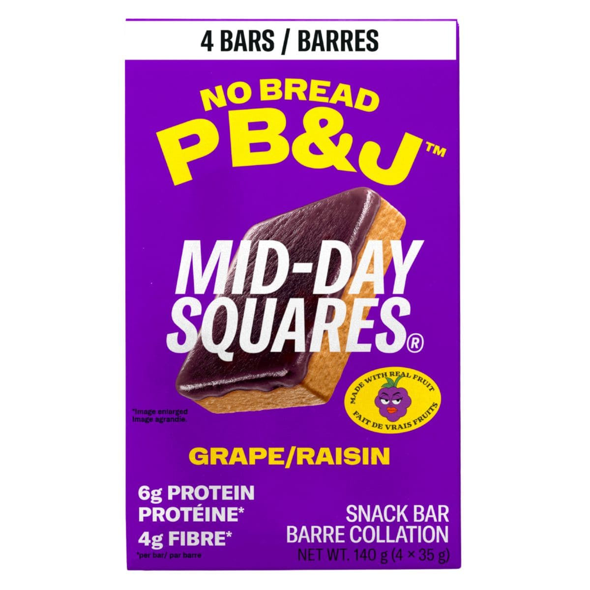 Mid Day Squares No Bread PB & J Grape 4 Pack