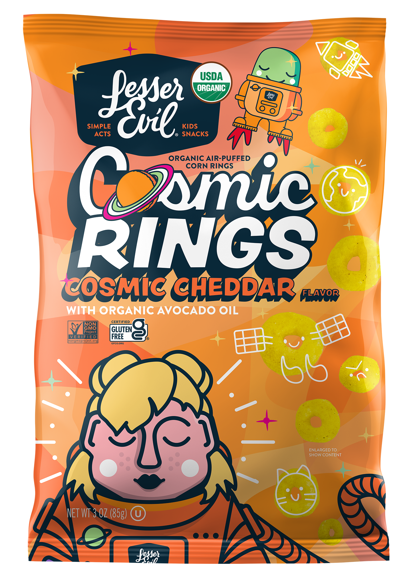 Lesser Evil Organic Cosmic Cheddar Cosmic Rings