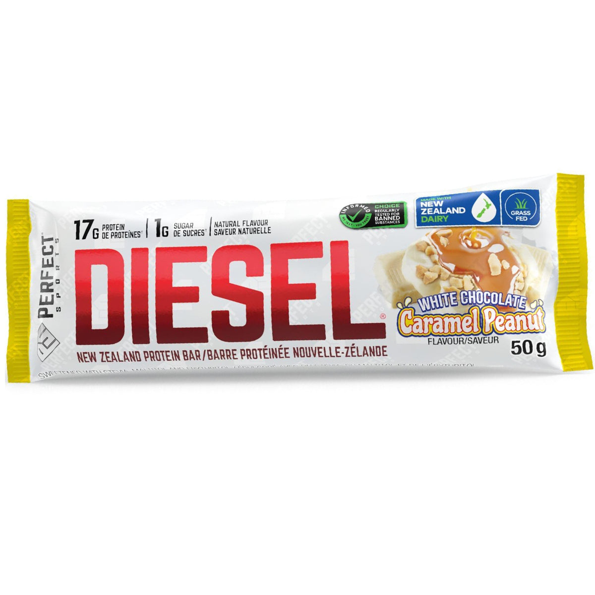 Perfect Sports Diesel White Chocolate Caramel Peanut Whey Protein Bar