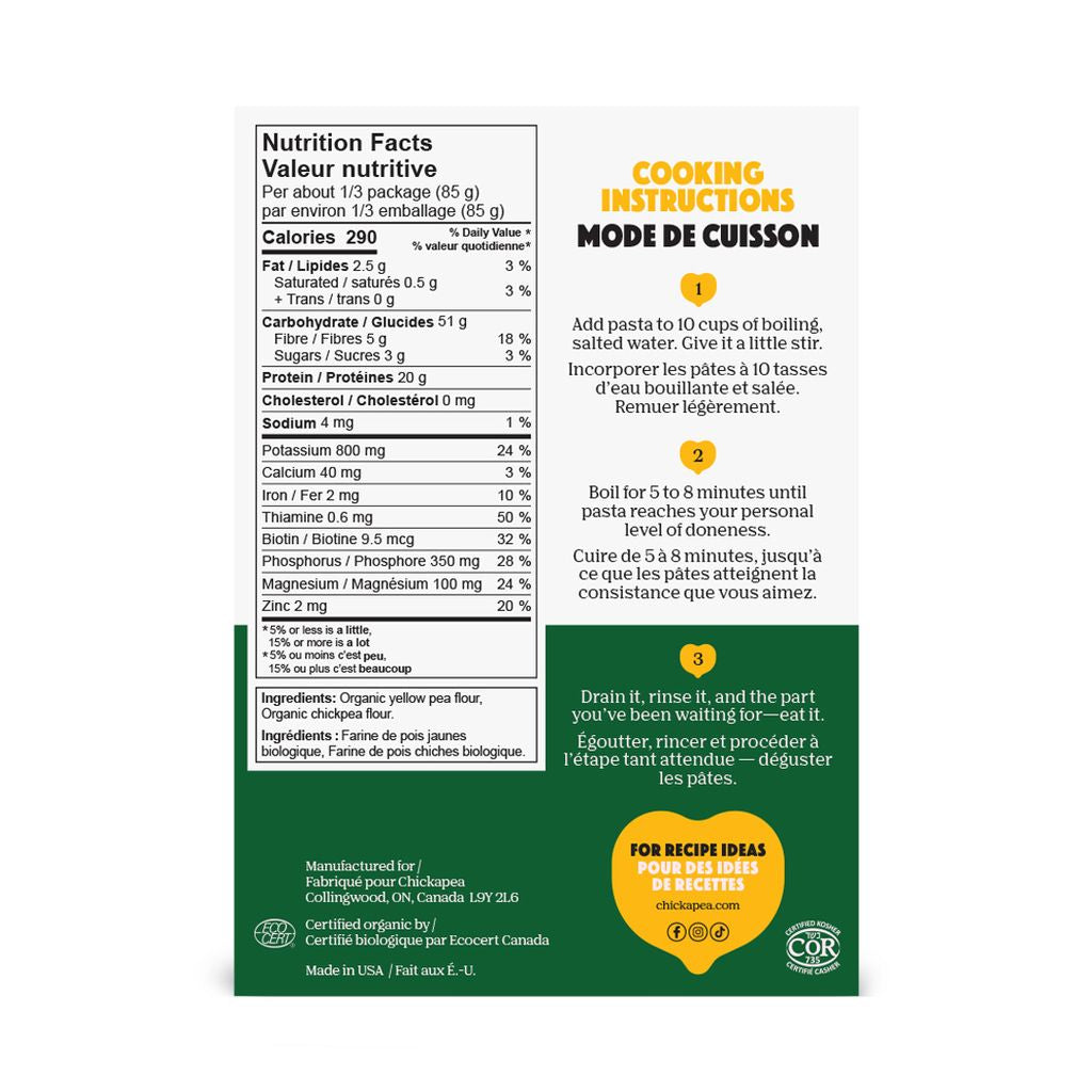 Chickapea Organic Shell Chickpea & Yellow Pea Pasta