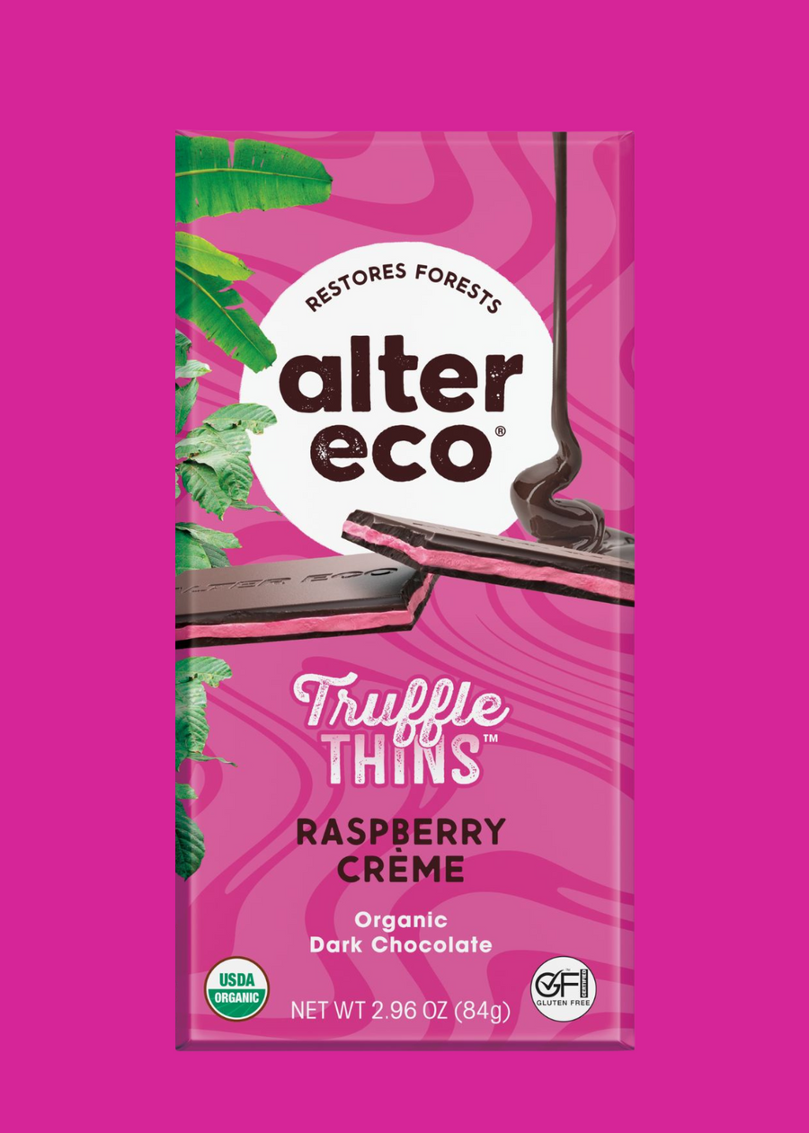 Organic Raspberry Crème Truffle Thins Dark Chocolate Bar