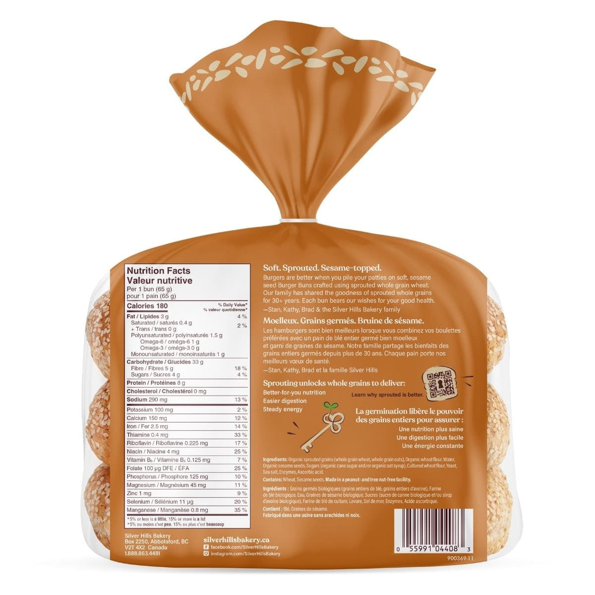 Silver Hills Organic Hamburger Buns with Sesame Seeds