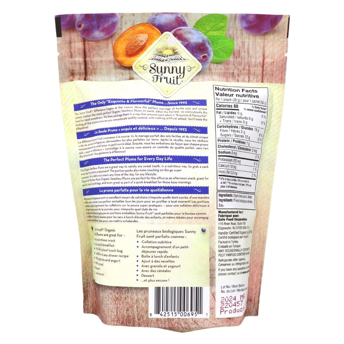 Sunny Fruit Organic Dried Plums