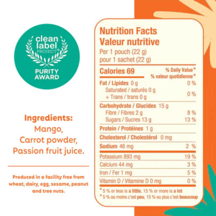 Wellness Monster Gluten-Free Mango Passion Fruit Fruit Bites with Carrot