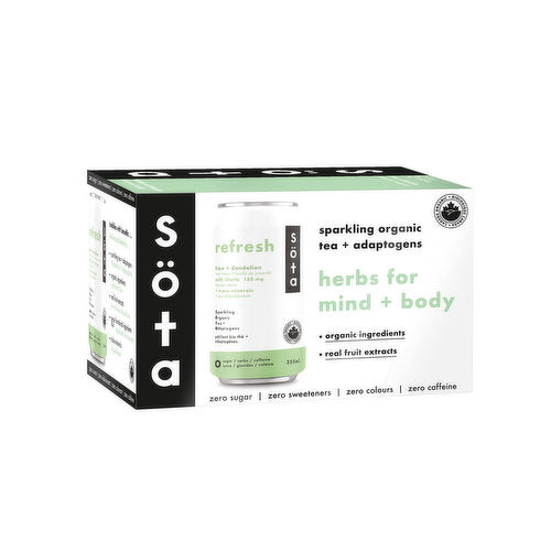 Sota Organic Refresh Lime Dandelion Sparkling Tea 6 Pack