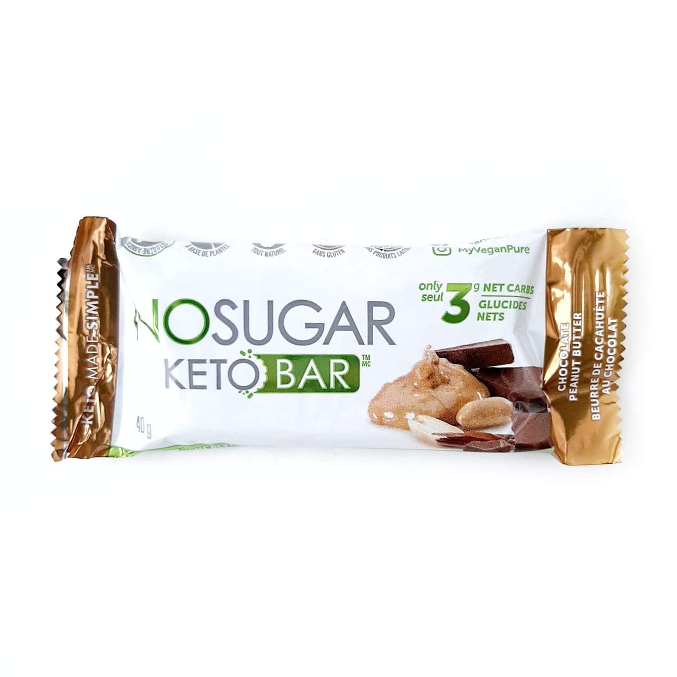 No Sugar Company Keto Bar Chocolate Peanut Butter