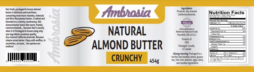 Ambrosia Natural Almond Butter Crunchy