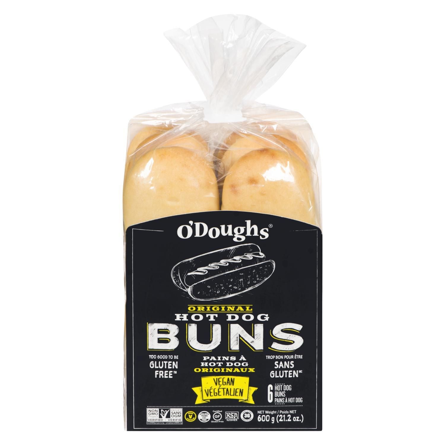 O'doughs Gluten Free Hot Dog Buns 6pk