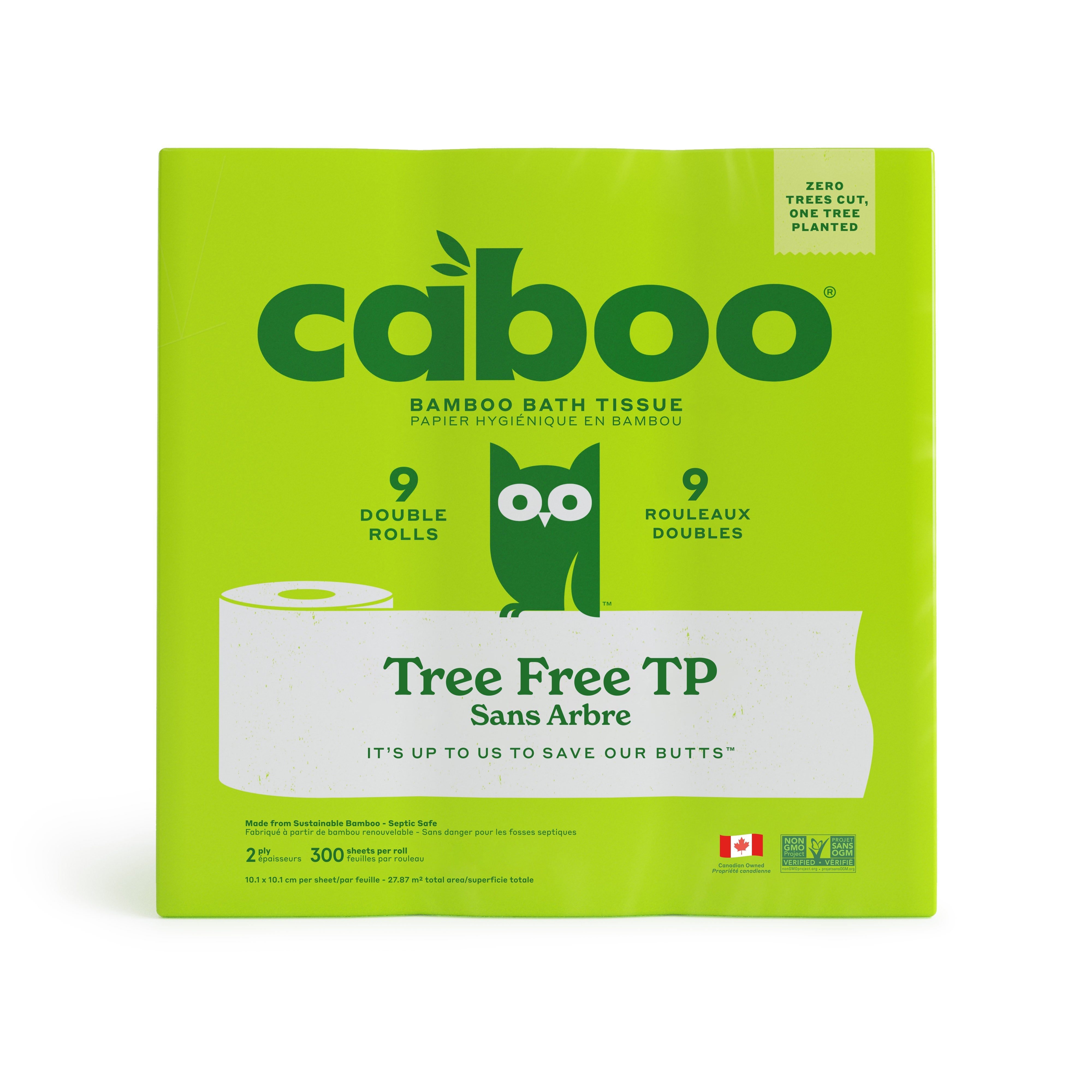 Caboo 2 Ply 300 Sheet Plastic Free Bath Tissue