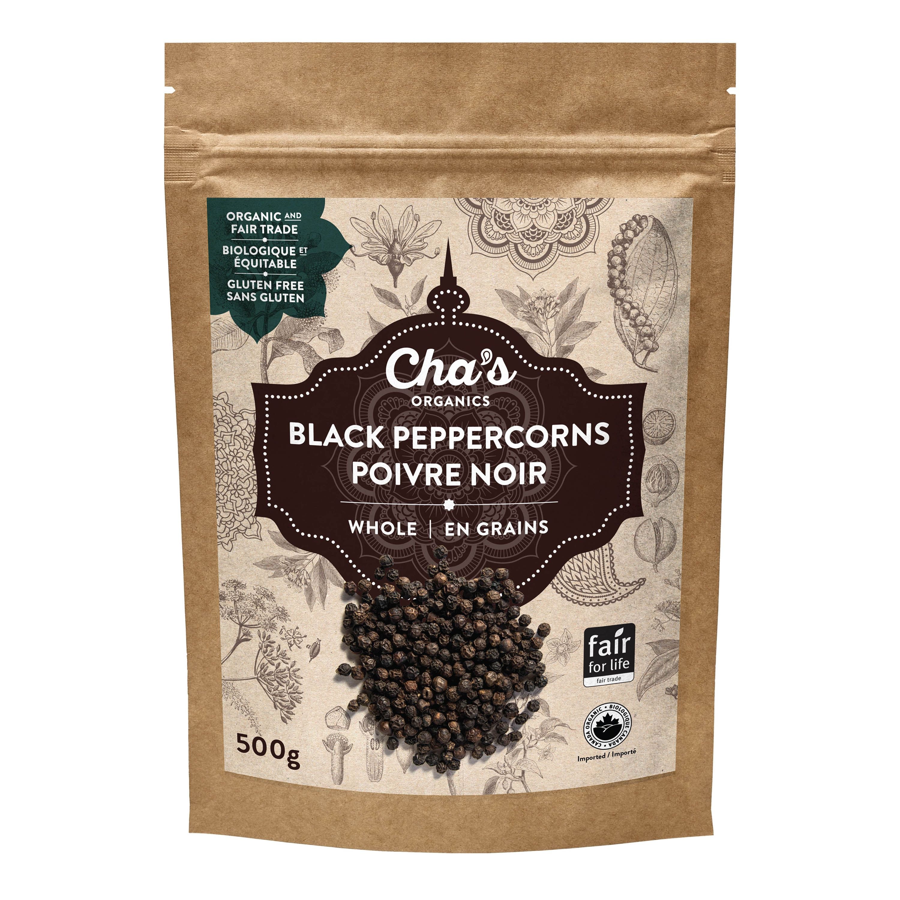 Cha's Organics Whole Black Pepper