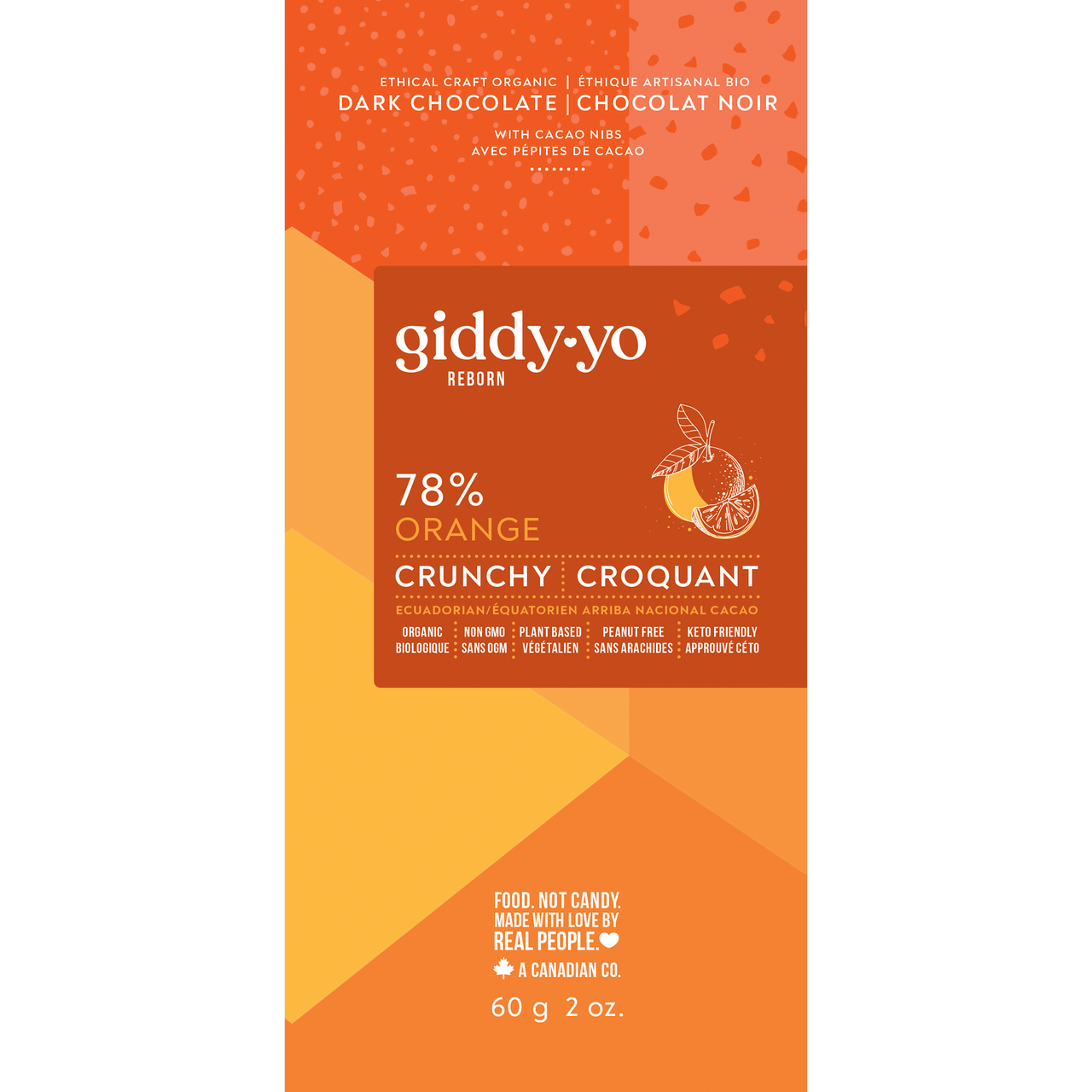 78% Orange Crunchy Dark Chocolate Bar