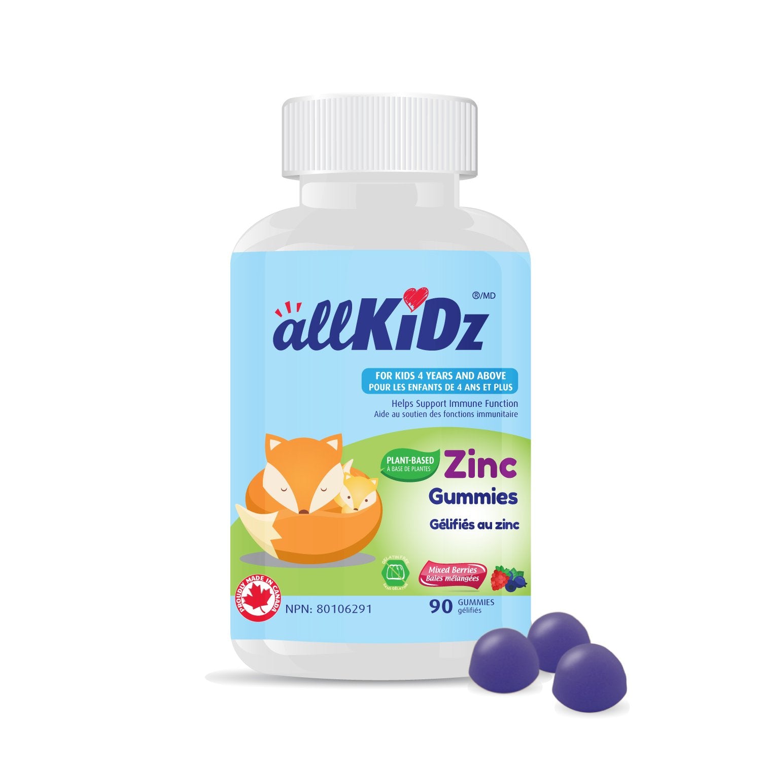 AllKidz Mixed Berry Zinc Gummies