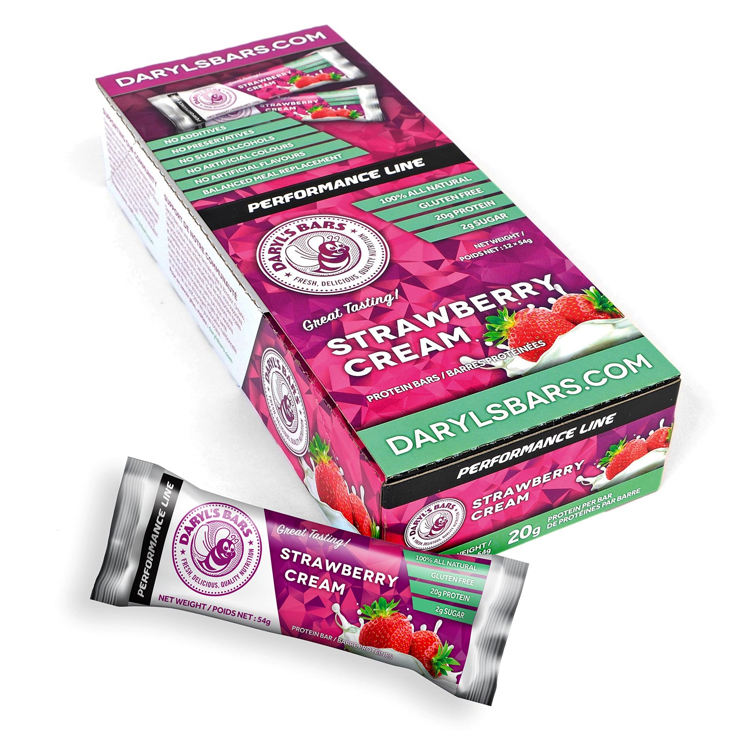 Daryl's Hi N-R-G Bars Strawberry Cream Bar