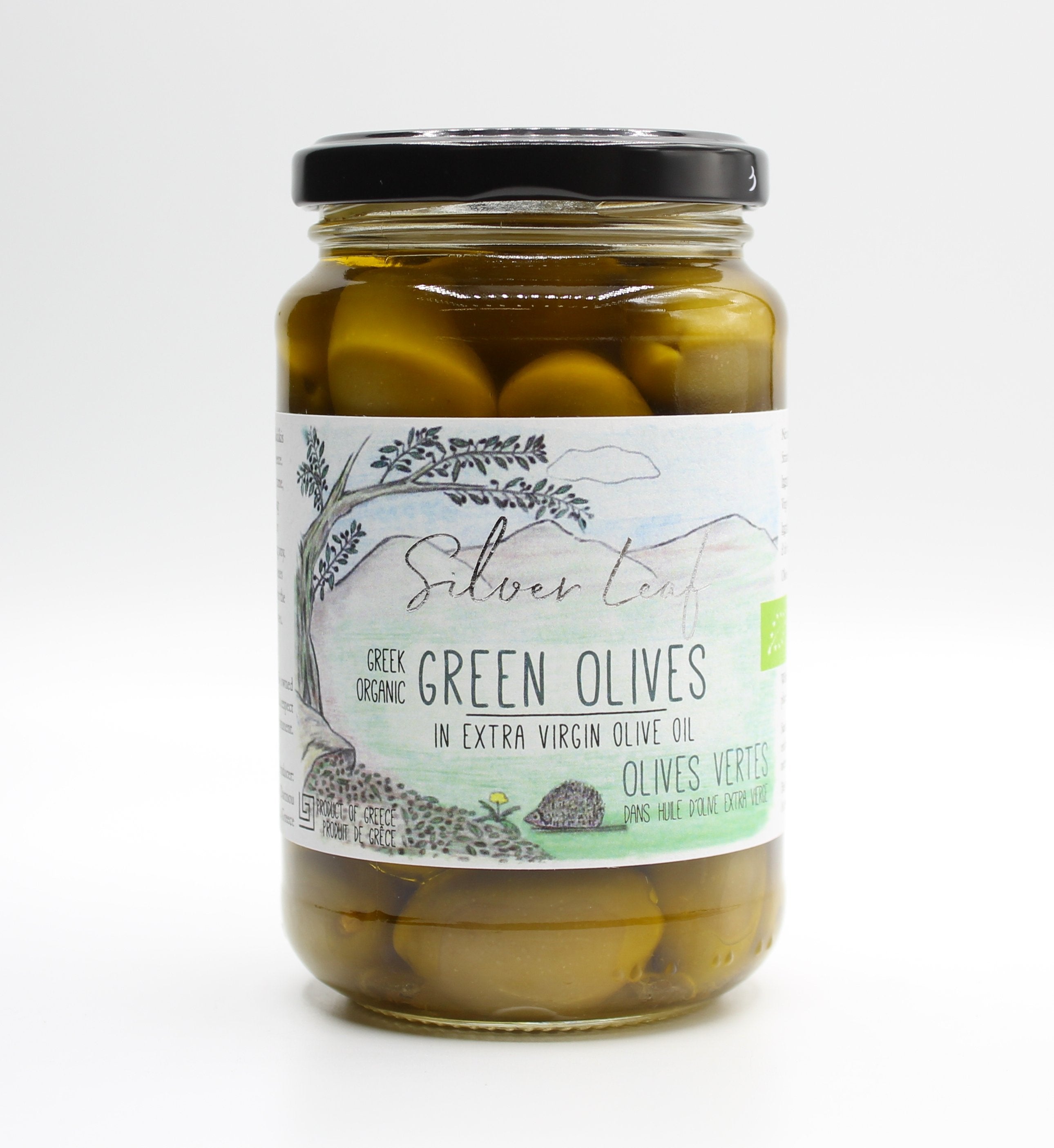Silver Leaf Organic Green Olives In Olive Oil