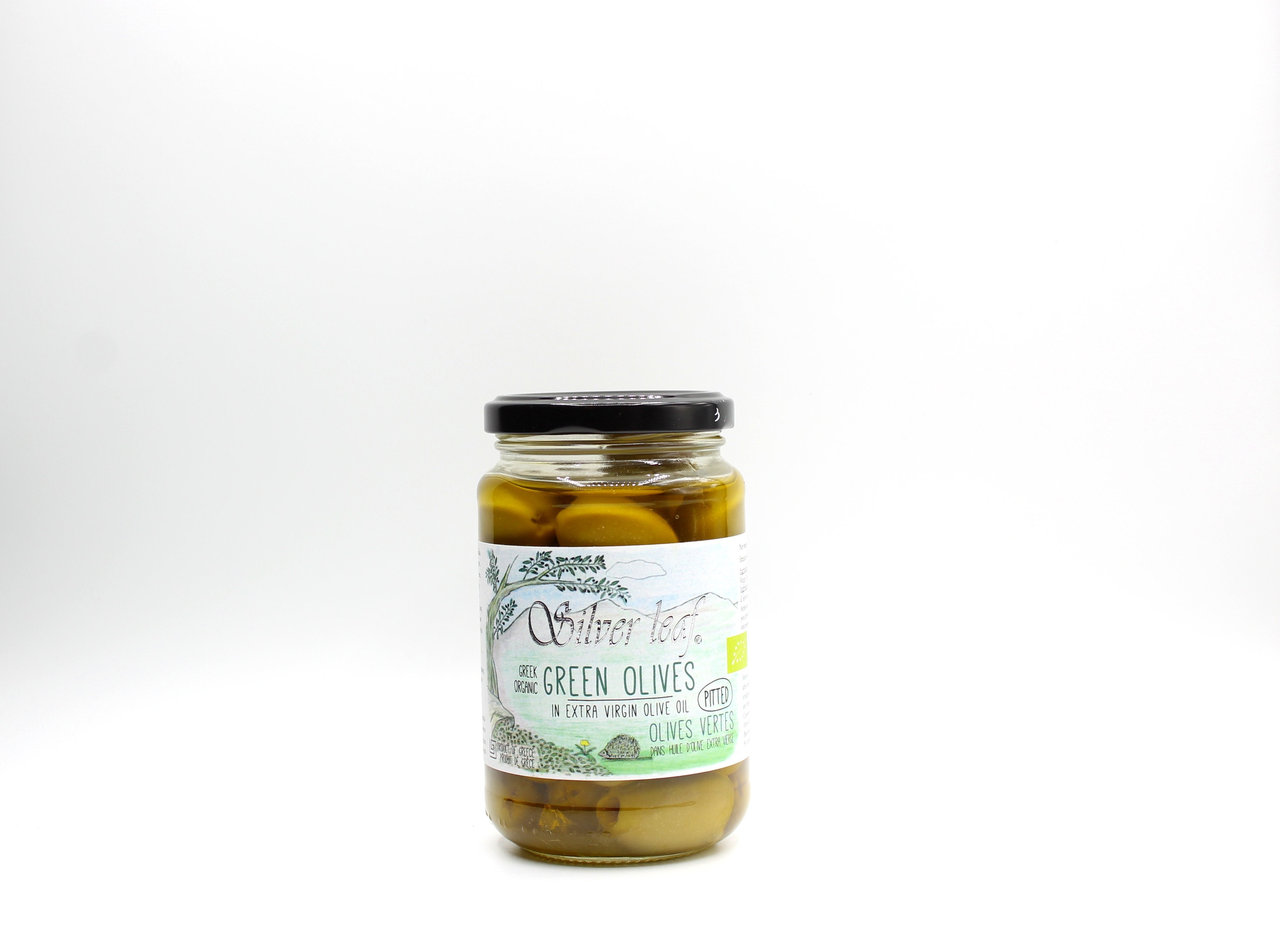 Silver Leaf Organic Pitted Green Olives