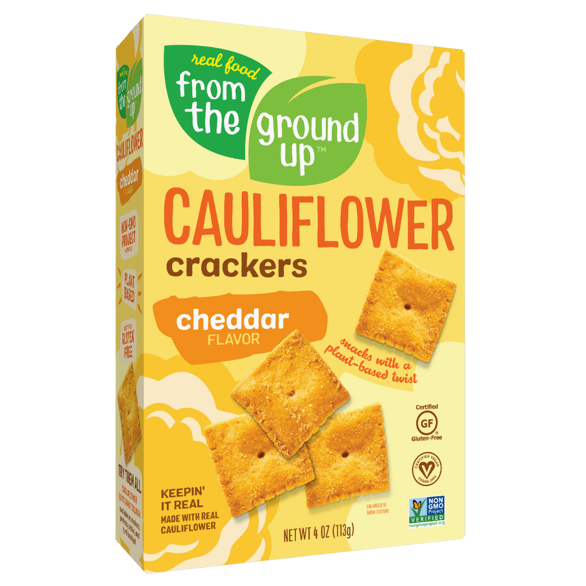From The Ground Up Vegan Cheddar Cauliflower Crackers