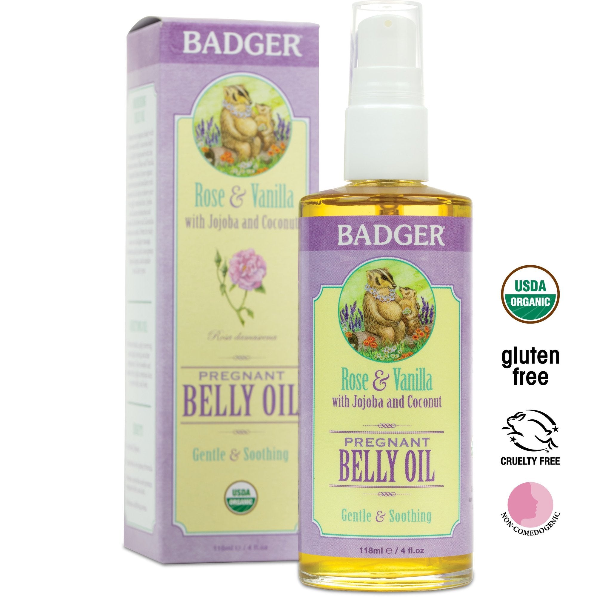 Badger Rose & Vanilla Belly Oil
