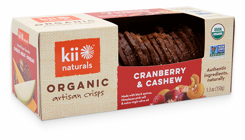 Kii Naturals Organic Cranberry & Cashew Crisps