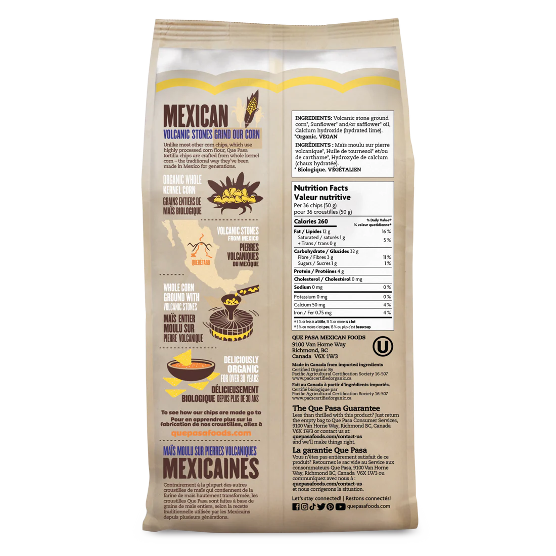 Que Pasa Organic Unsalted Tortilla Chip Rounds