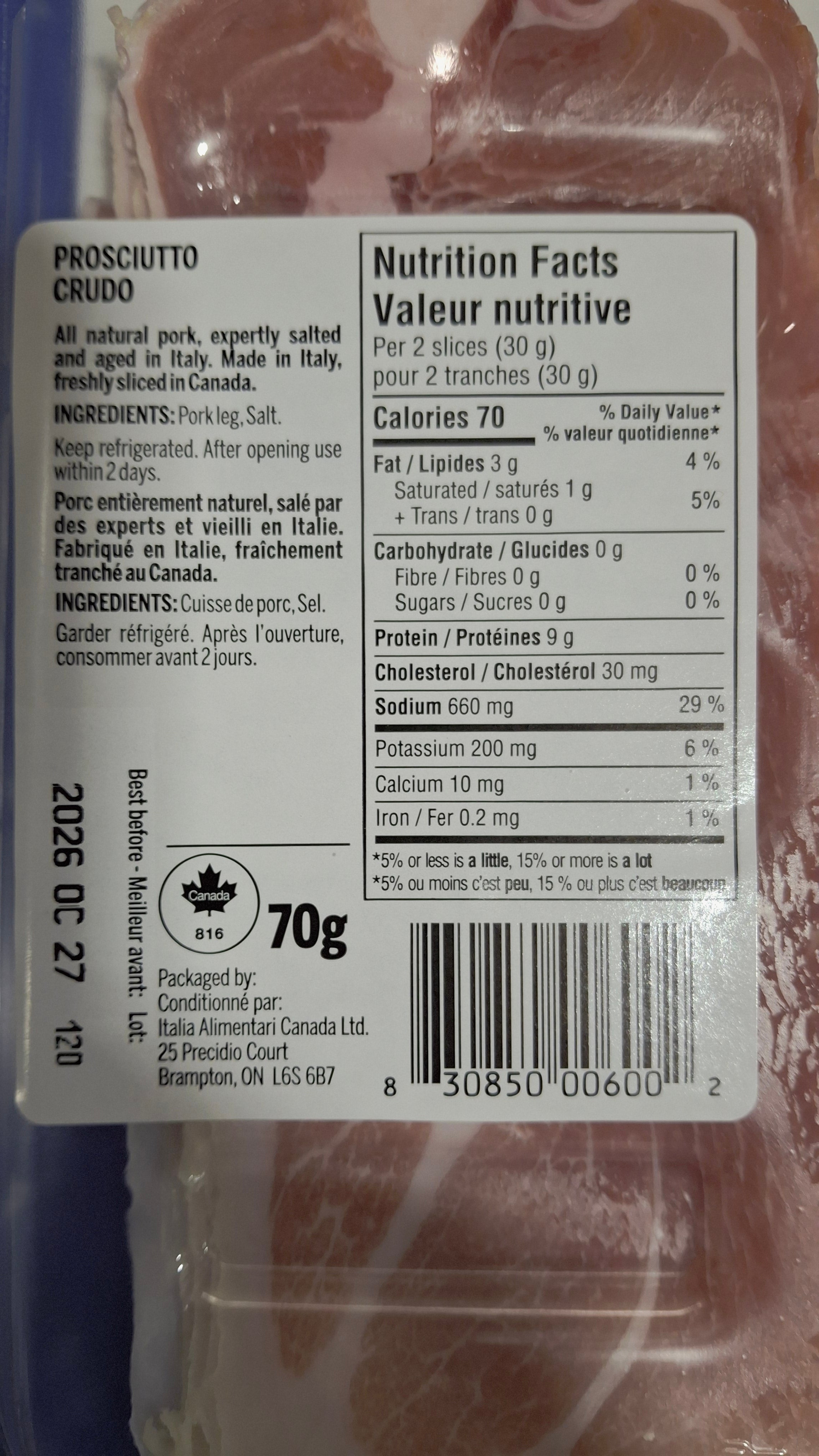 Vitale All Natural Prosciutto Crudo