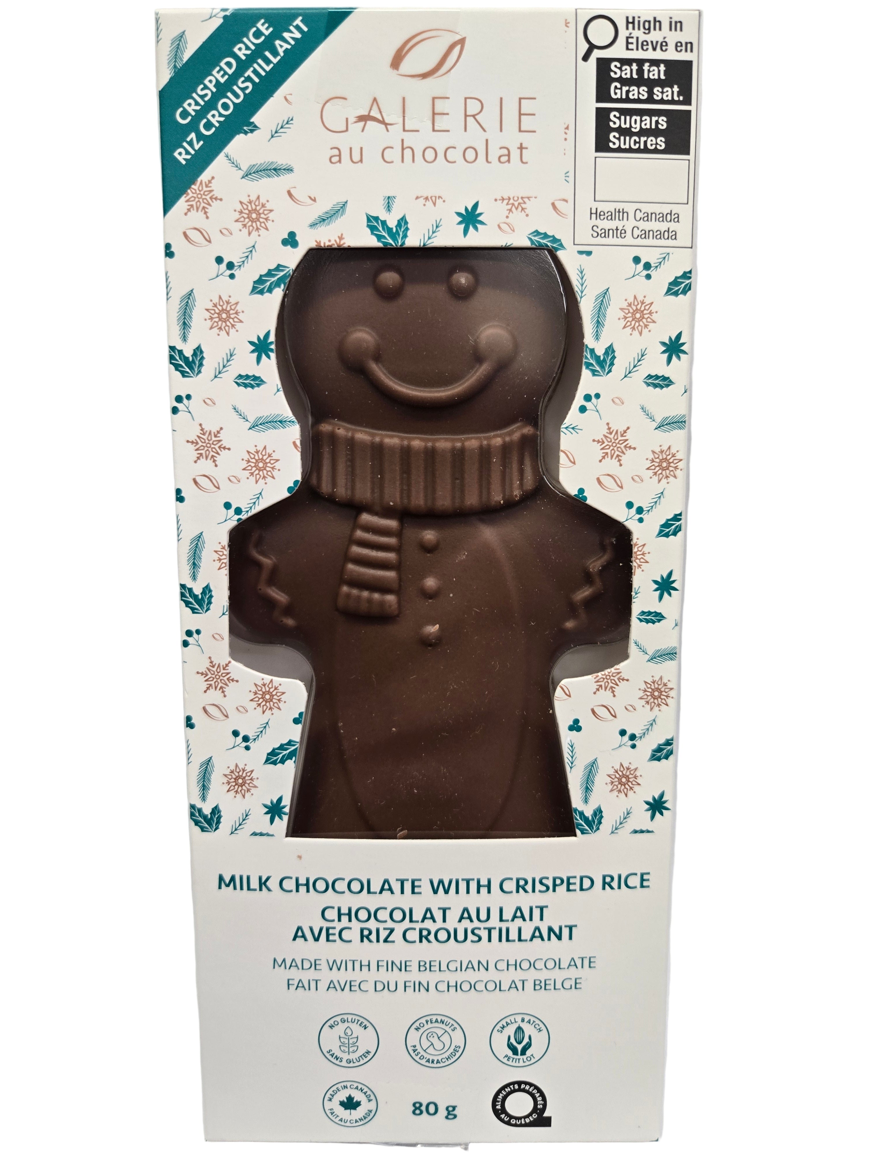 Galerie Au Chocolat Milk Chocolate Snowman with Crisped Rice