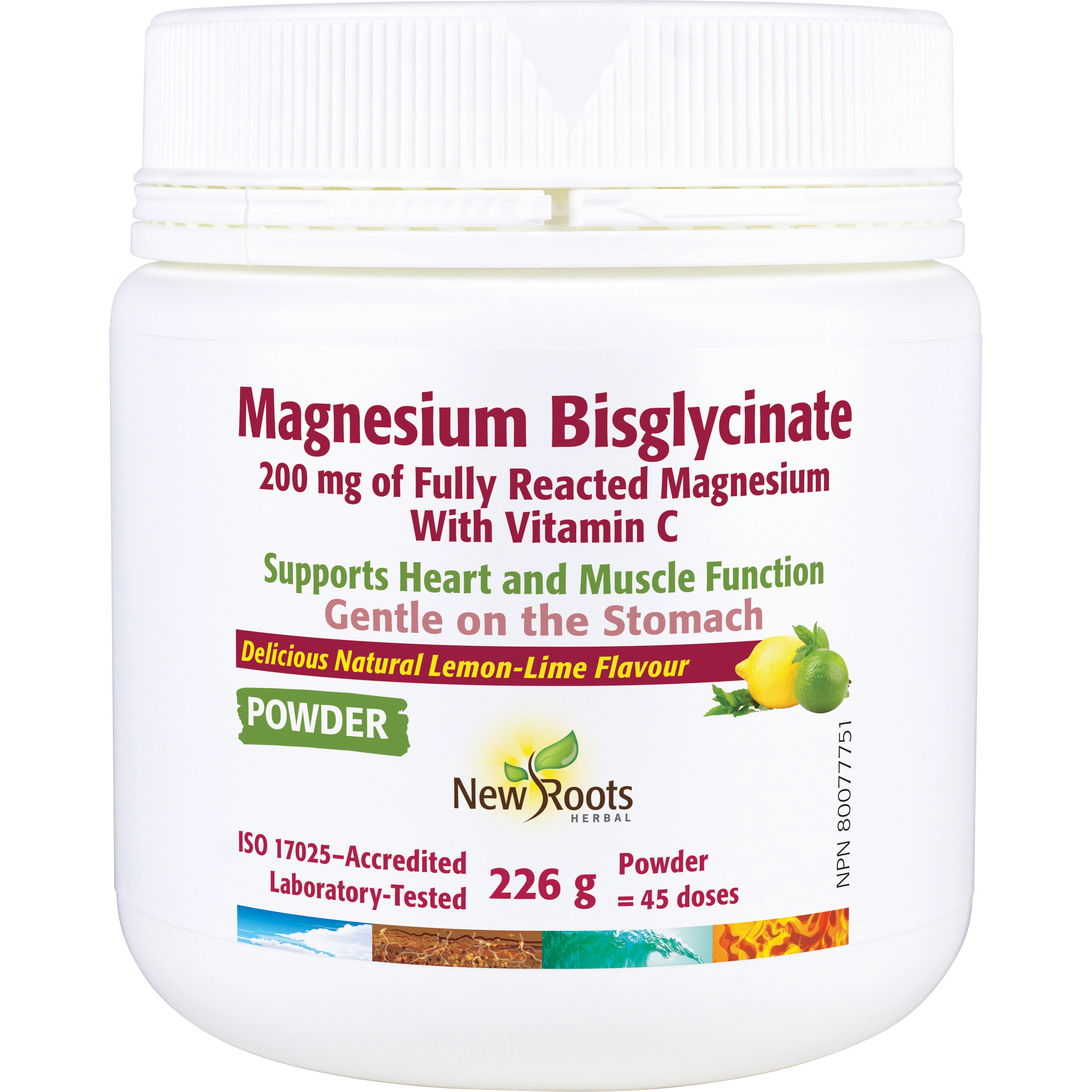 New Roots Magnesium Bisglycinate Powder wtih Vitamin C