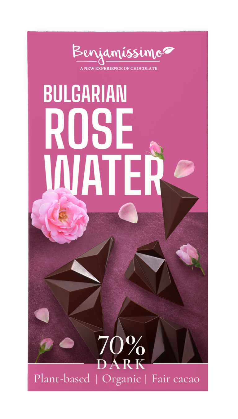 Organic Bulgarian Rose Water Dark 70% Chocolate Bar