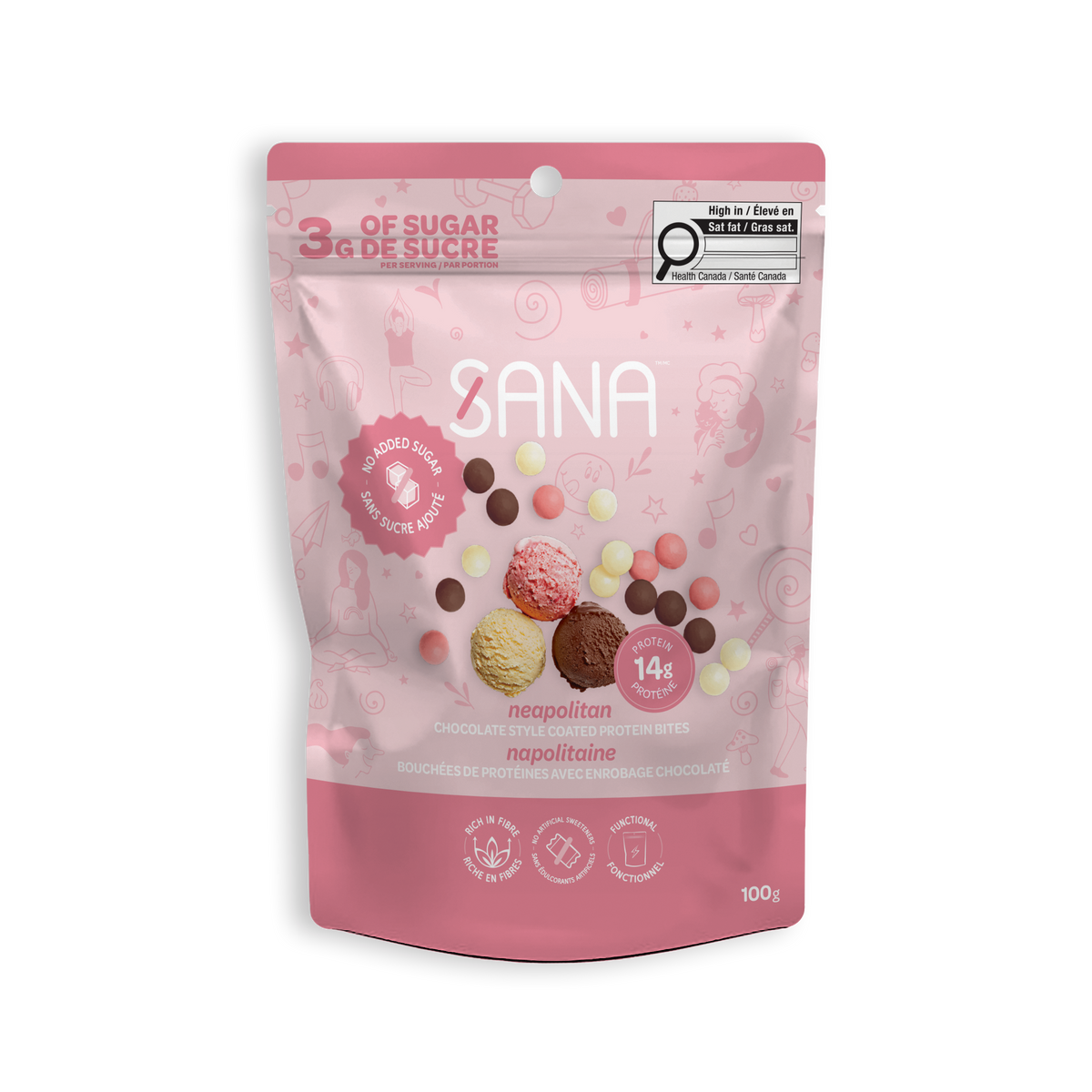 No Added Sugar Neapolitan Chocolate Style Coated Protein Bites