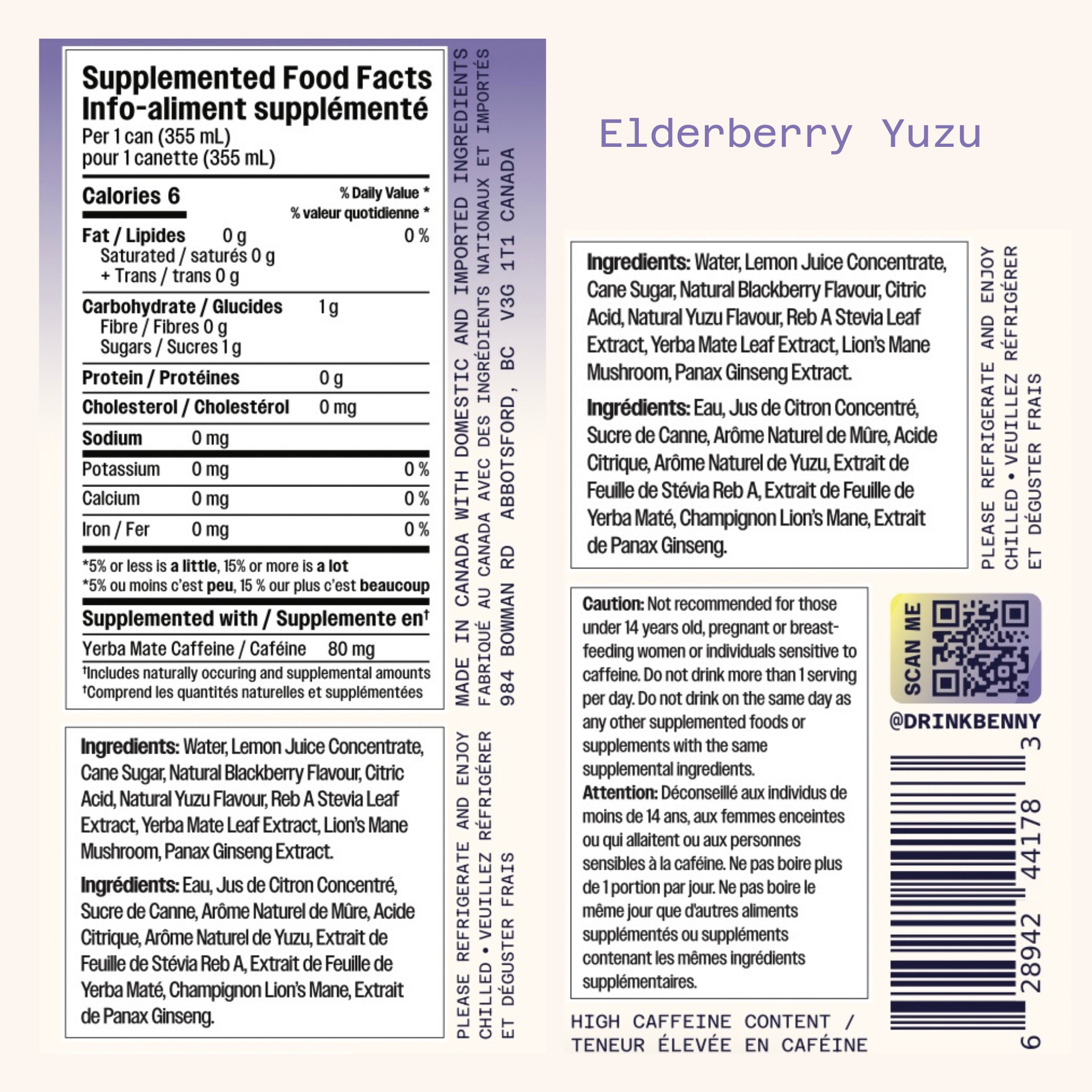 Benny Elderberry Yuzu + Immunity Nourishing Energy Drink