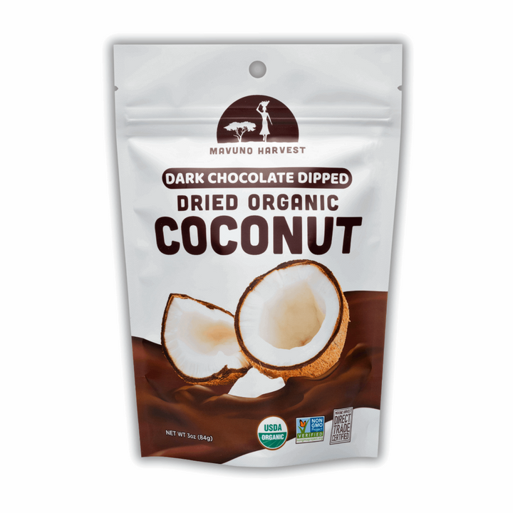 Mavuno Harvest Organic Dark Chocolate Dipped Dried Coconut