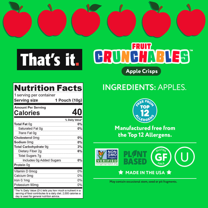 That's it. Organic Apple Crisps Fruit Crunchables