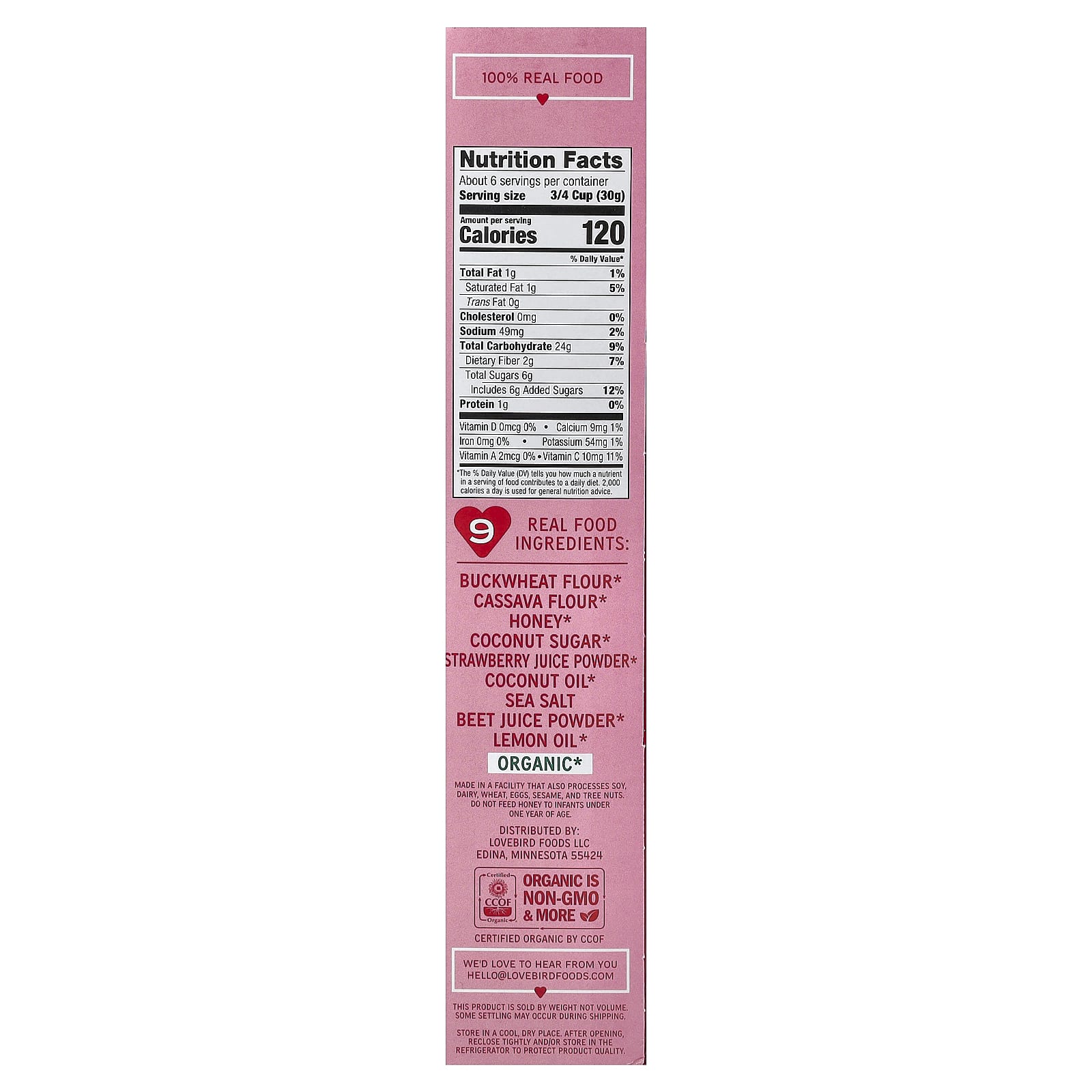 Lovebird Organic Grain-Free Fruity O's Cereal