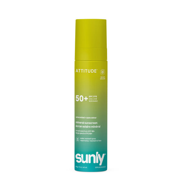 Attitude Sunly SPF50 Unscented Mineral Sunscreen Spray