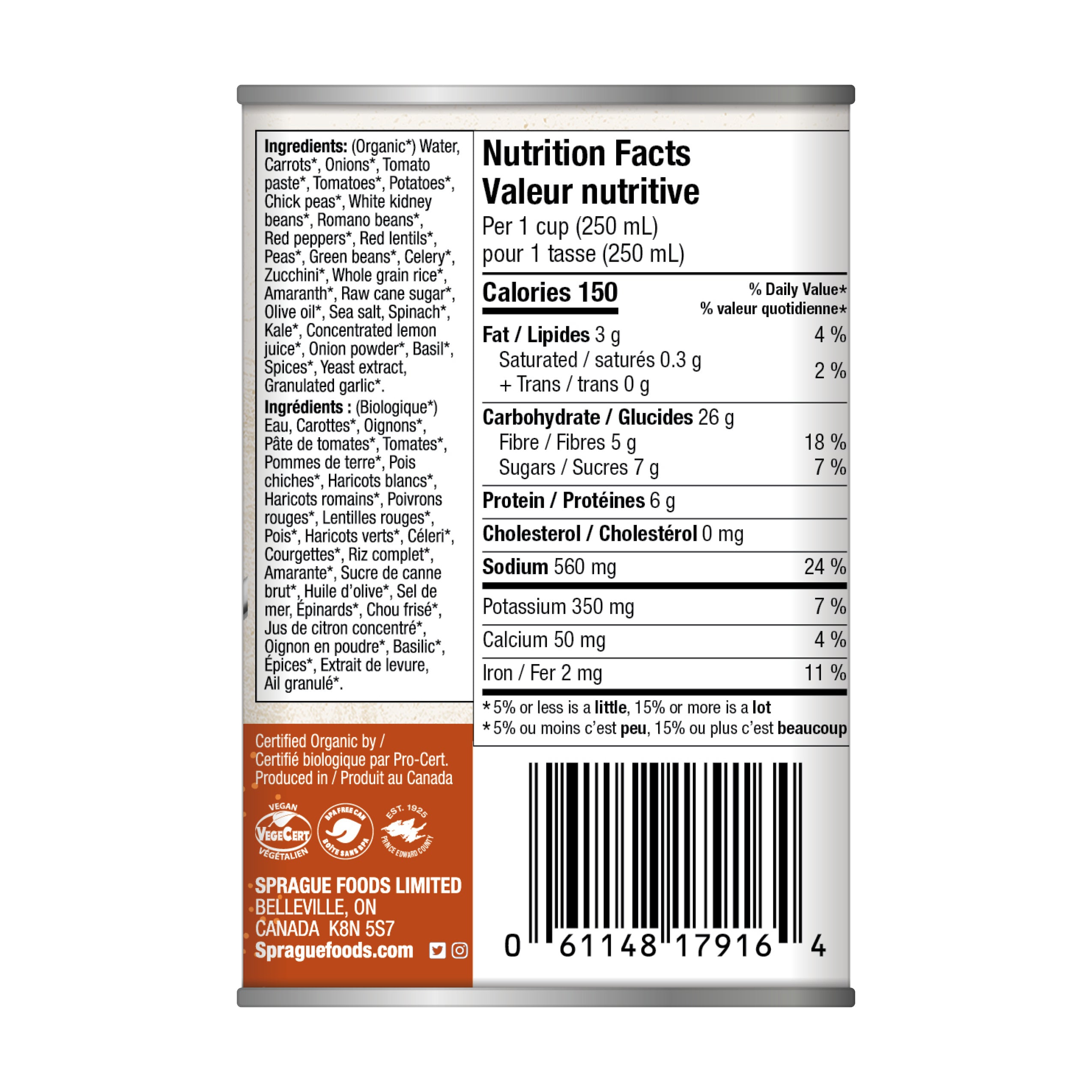 Sprague Organic Tuscany Minestrone Soup