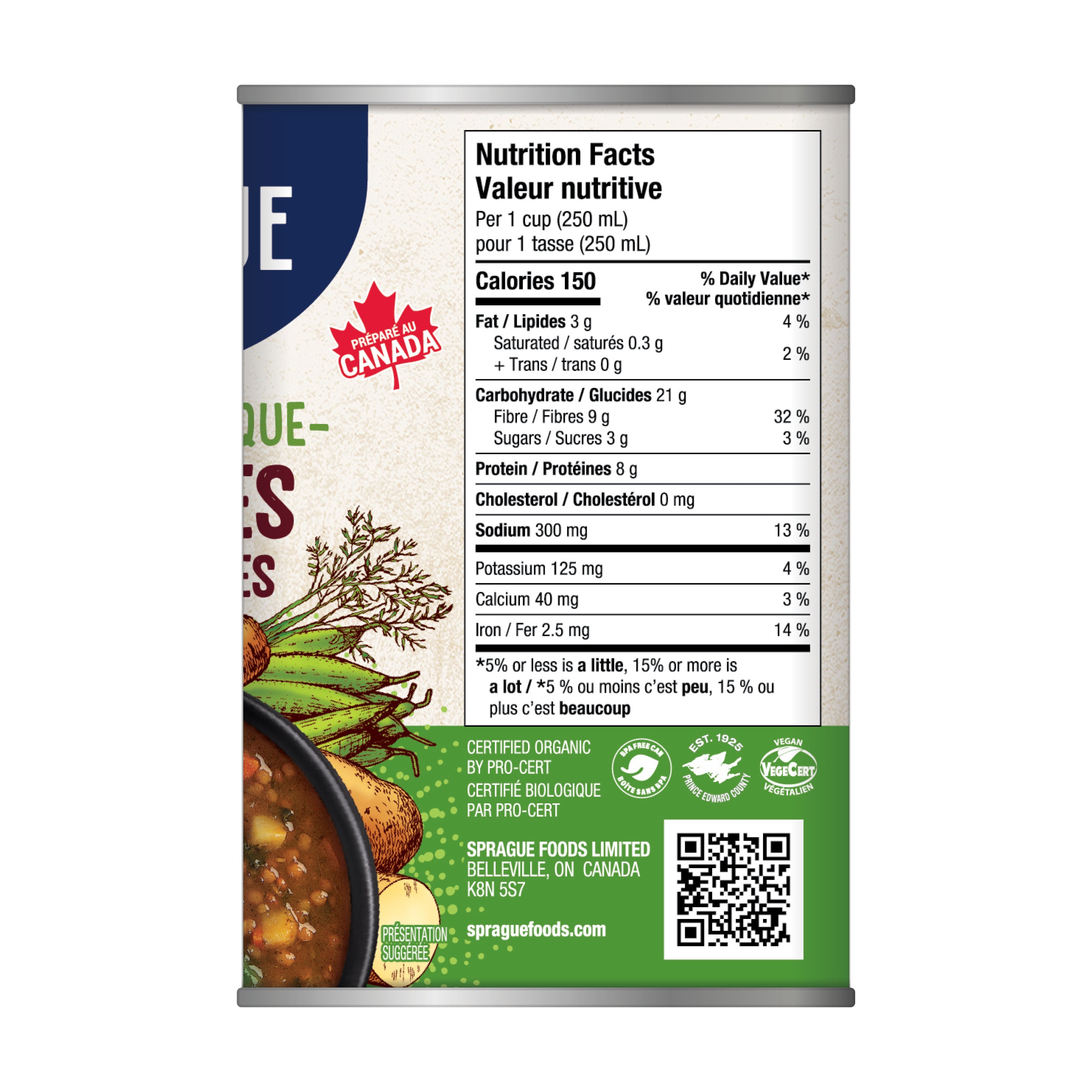 Sprague Organic Lentil & Vegetable Soup