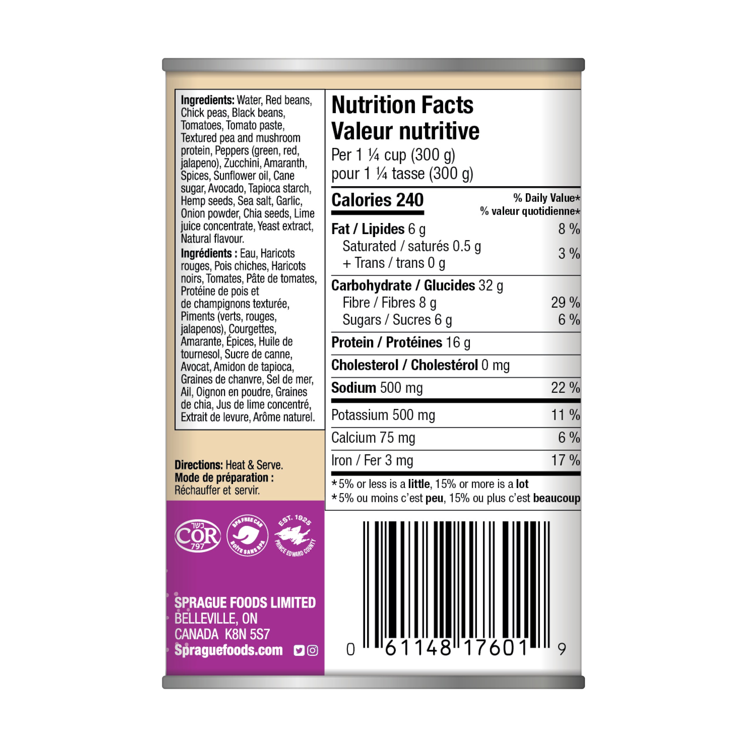 Sprague Vegan Triple Bean Chili