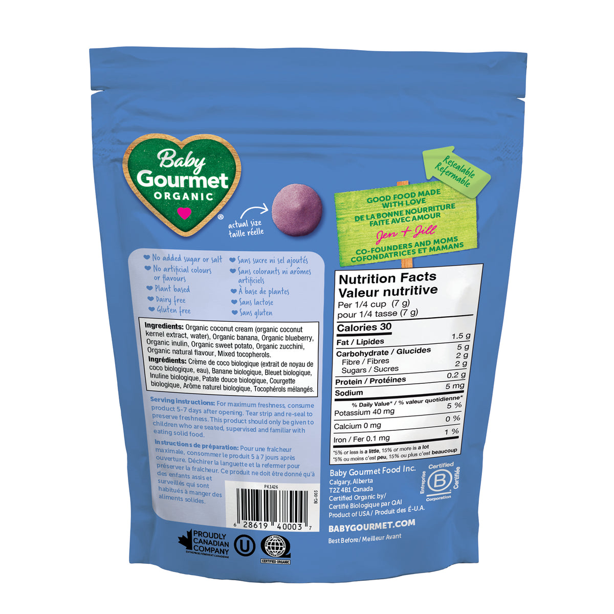 Baby Gourmet Organic Blueberry Sweet Potato and Coconut Cream Melties