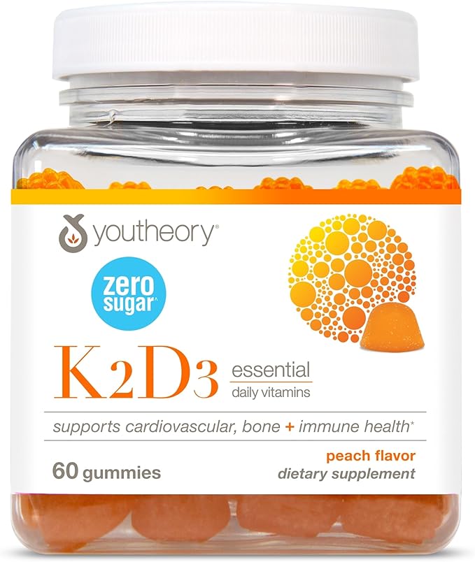 youtheory Peach Zero Sugar K2D3 Gummies