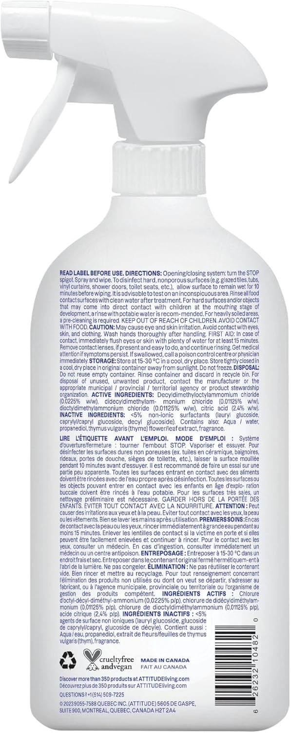 Attitude Lavender & Thyme Bathroom Cleaner Disinfectant
