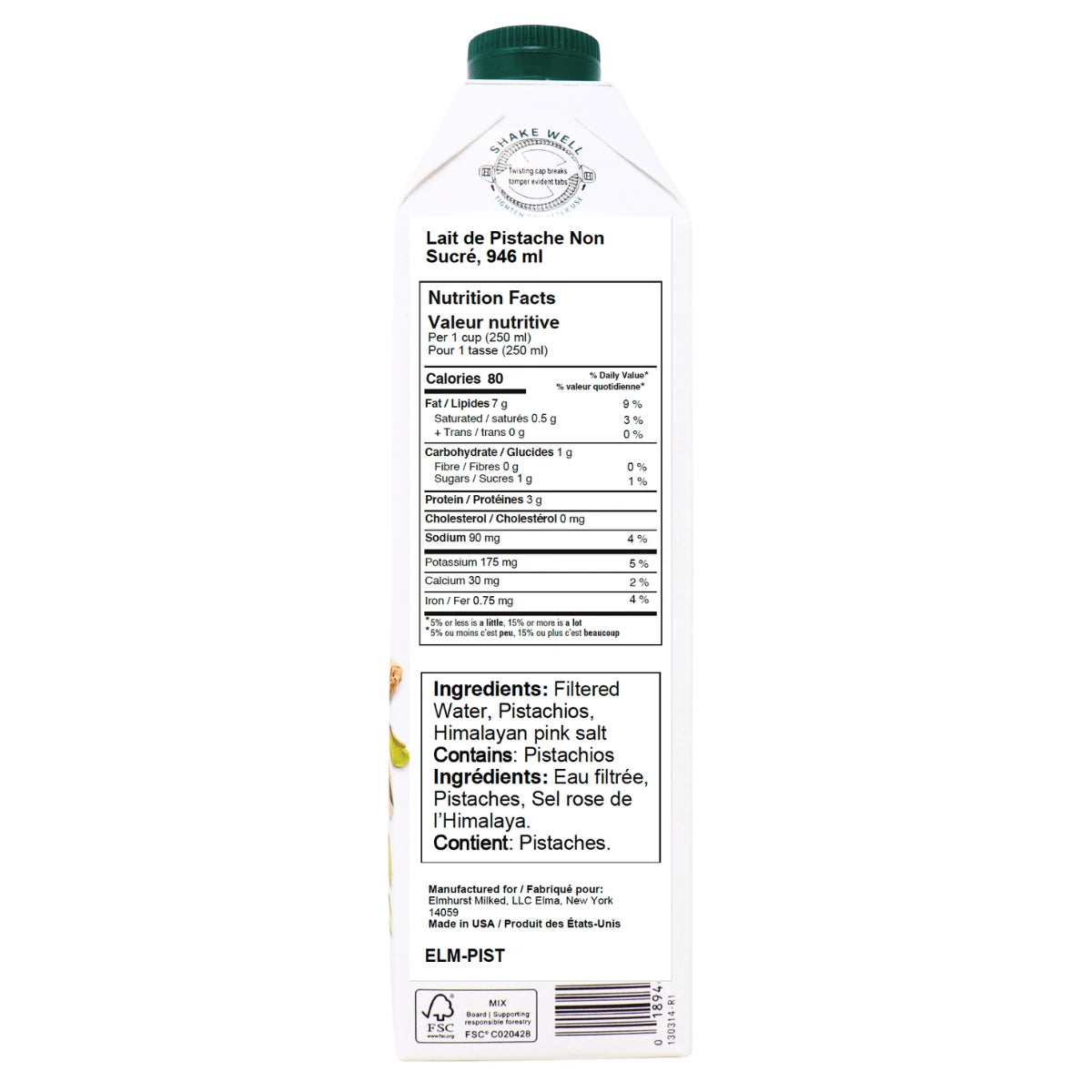 Unsweetened Milked Pistachios Beverage