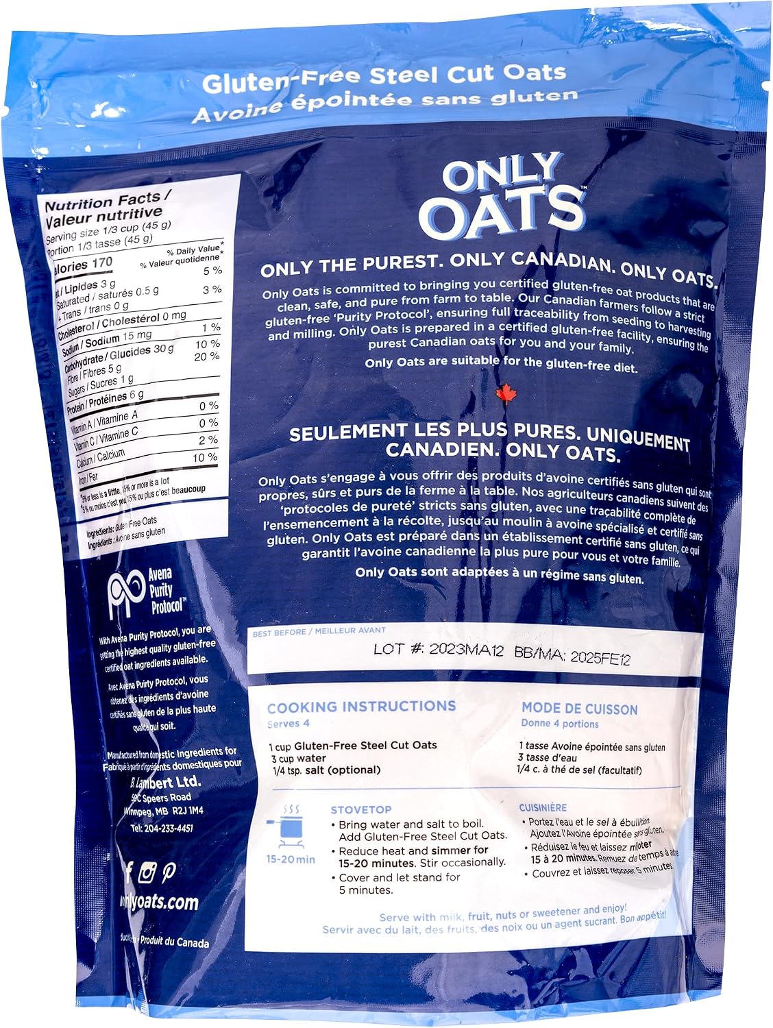Only Oats Wheat Free Steel Cut Oats
