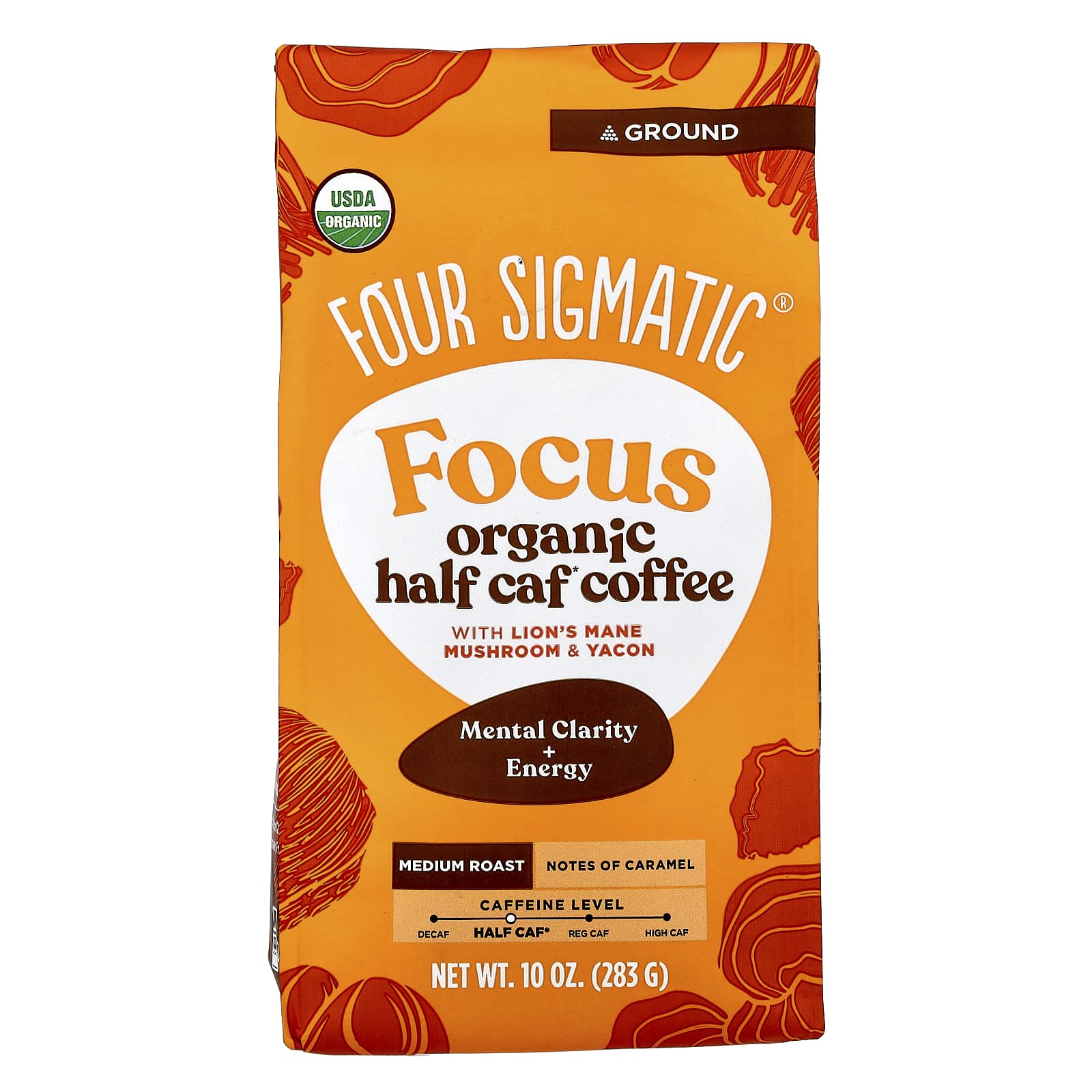 Four Sigmatic Focus HALF CAF Ground Organic Coffee with Lion's Mane and Yacon