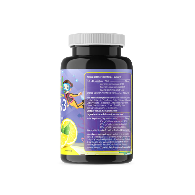 Lemon Sugar-Free Kids High DHA Omega-3 Gummies