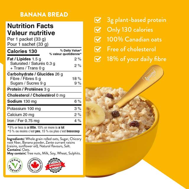 Yumi Banana Bread Morning Oats Instant Oatmeal
