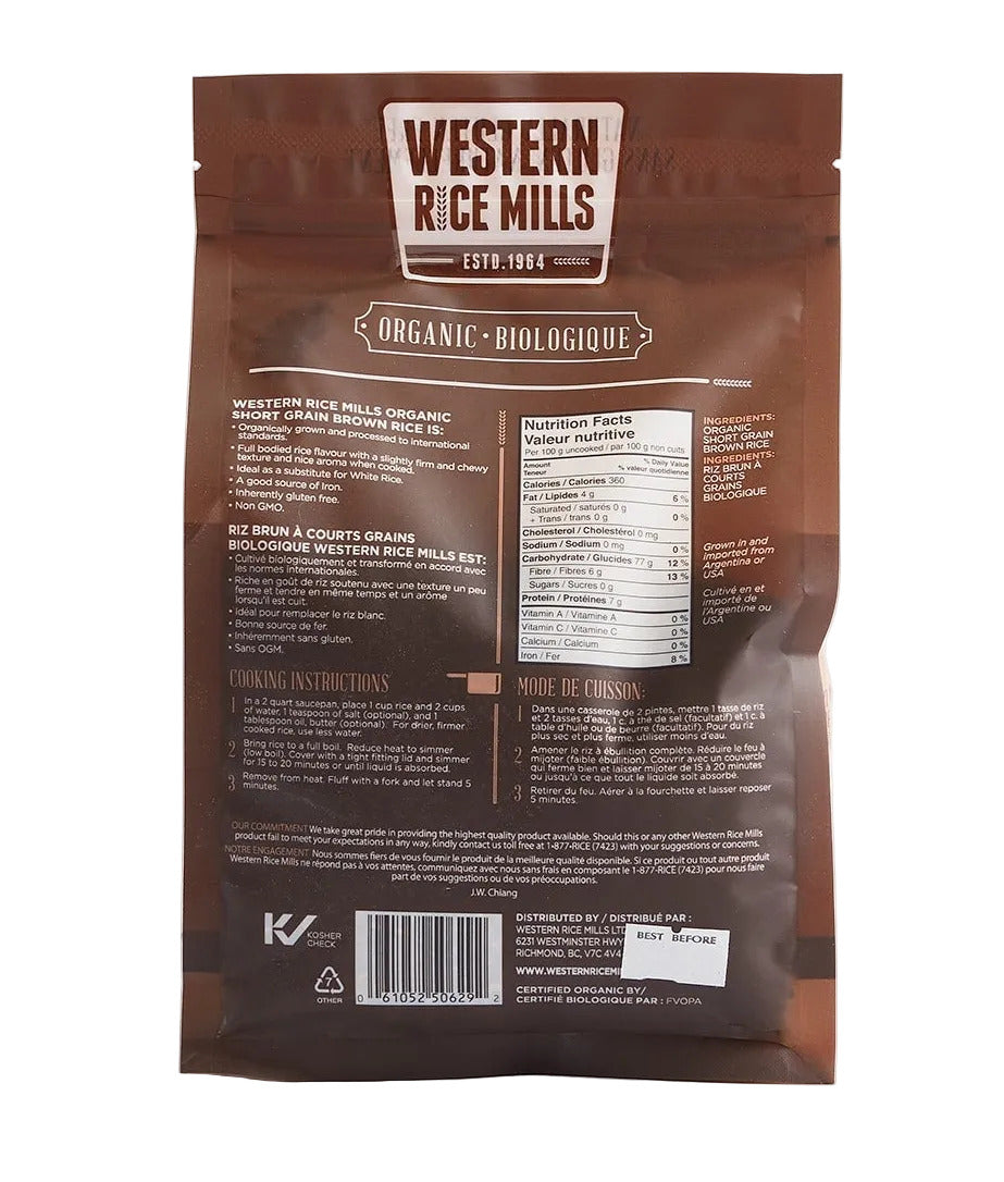Western Rice Mills Organic Short Grain Brown Rice